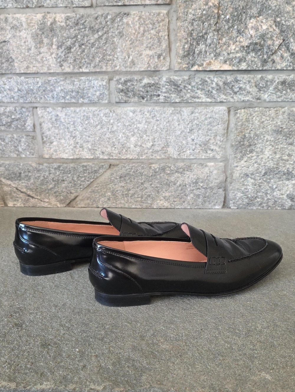 J CREW Women's  Black Leather Penny Loafers